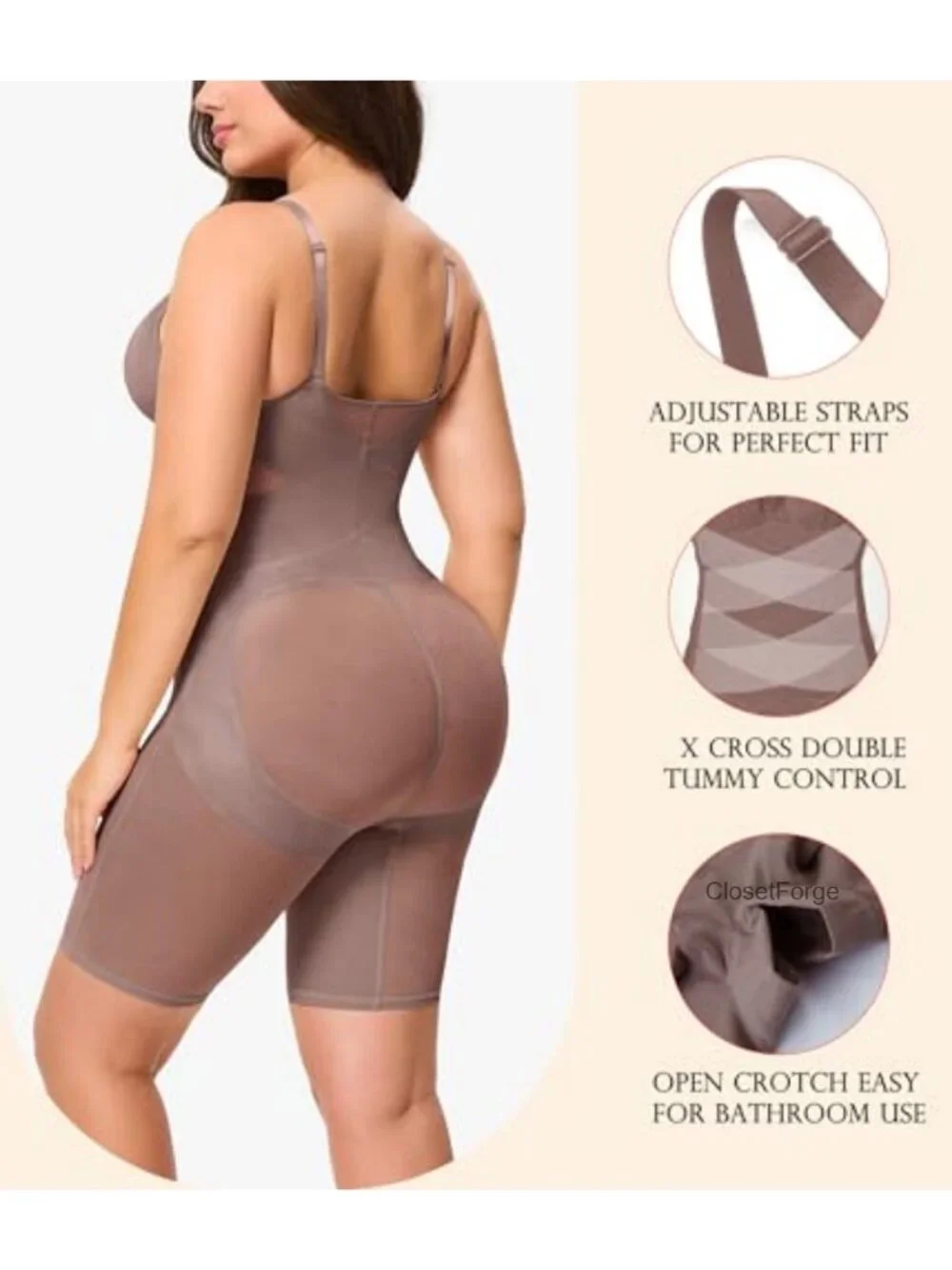 Women's Tummy Control Shapewear Bodysuit with Built in Bra, Butt Lifter,